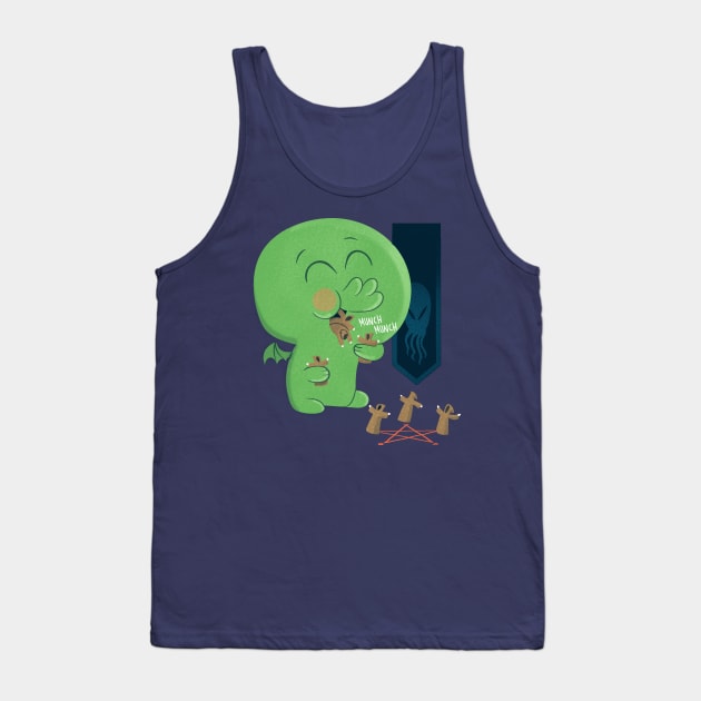 Cutethulhu Likes To Necronomnomnom Tank Top by Queenmob